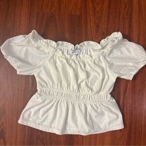 Gilli Off-White Eyelet Off-Shoulder Blouse